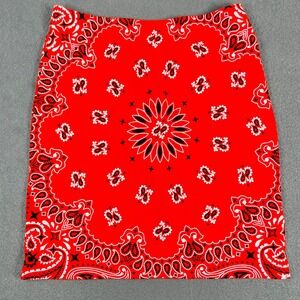 Forever 21 Red‎ Bandana Print Mini Skirt Size M Streetcore Festival Bold